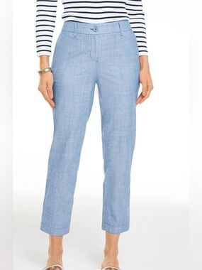 Talbots Blue Chambray Perfect Crop Pants NWT